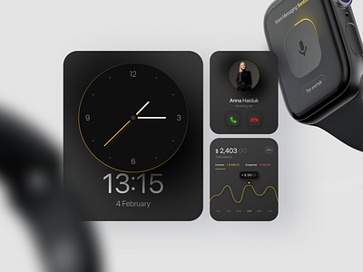 Apple Watch Dark UI Design app apple watch branding design illustration logo ui ui design ui inspiration ui ux watch ui