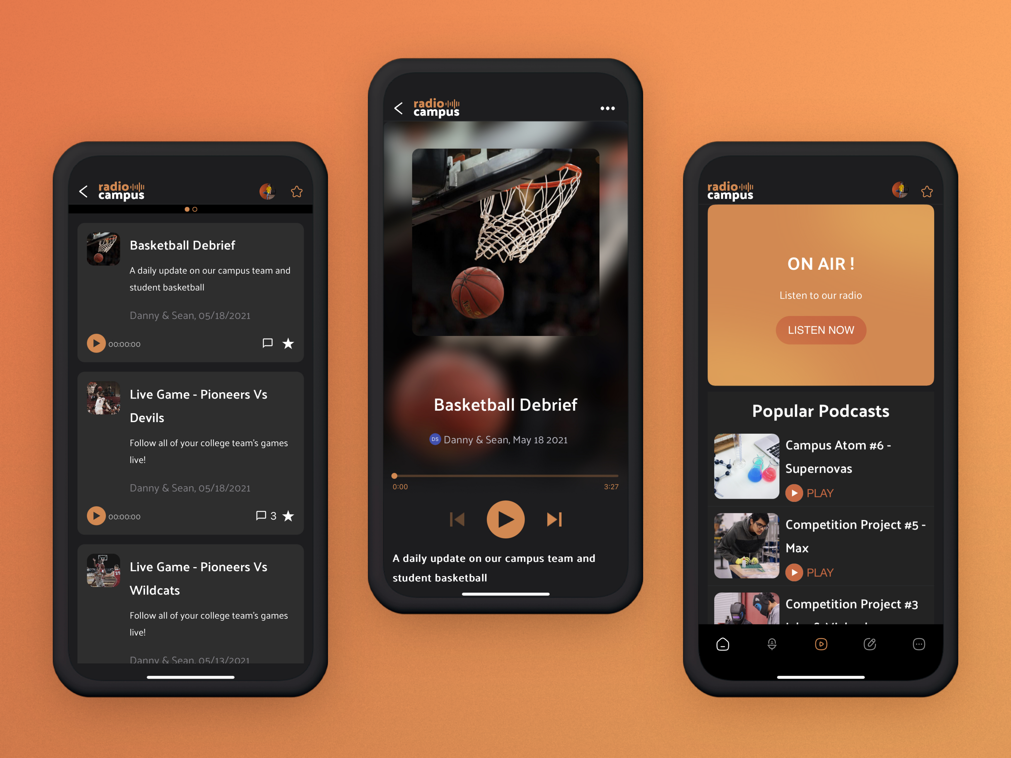 Example of Radio Campus - Radio Mobile App for iOS and Android