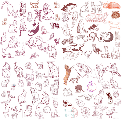 100 Cats - 15 days cats challenge drawing