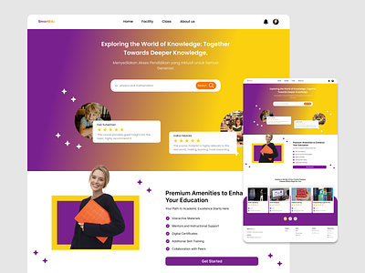 SmartEdu - Educational Website Landing Page design education landingpage purple study ui ui design website yellow