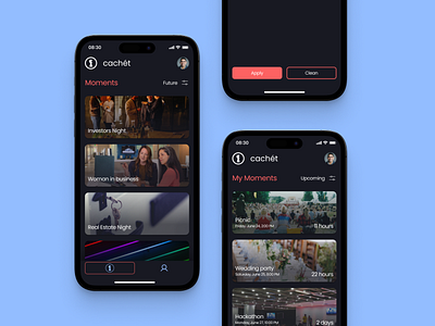 Cachet - iOS & Android Mobile Application android app branding dashboard design design ui etnocode events full list ios mobile app mobile application mobile design moments uikit uiux