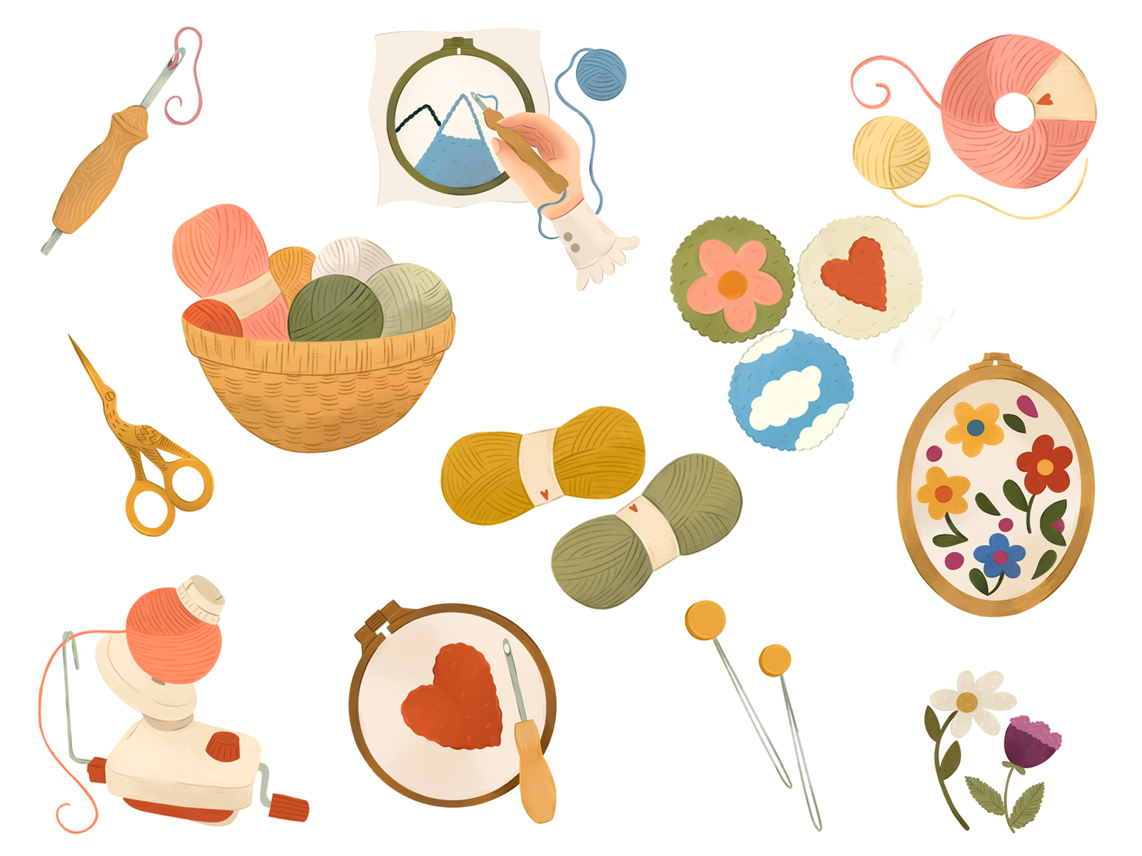 Embroidery stickers embroidery flat icon illustration knit knitting sticker stickerpack stickers