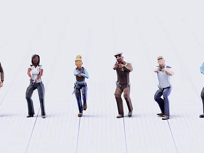 Low Poly Police 3d animated animation blender3d character character design cops design illustration low poly lowpoly mocap motion graphics people police rigged