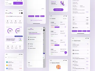 Invoice Ease App cleanui figma fintech gstapp invoice mobileapp ui uidesign uiux