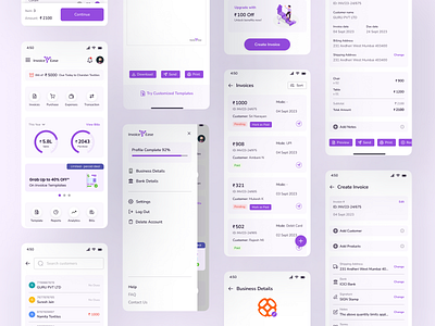 Invoice Ease App cleanui figma fintech gstapp invoice mobileapp ui uidesign uiux