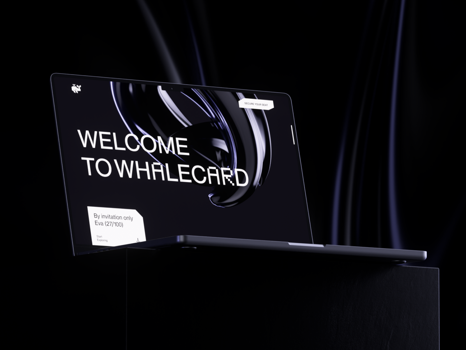 Whalecard — Website 3d animation black branding crypto design fashion finance graphics high end liquid logo minimalist motion render rendering visualization web design web3 website