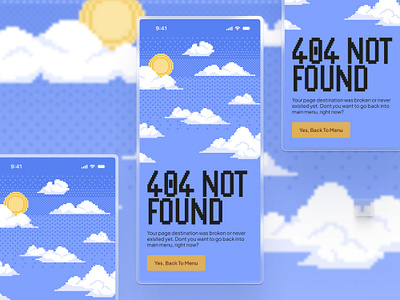 404 Not Found App Page Design 💀 404 app design childish colorful error page figma fun mobile web pixel art product design sky ui exploration ui illustration ui inspiration uiux web design