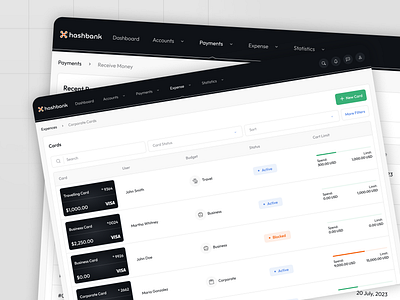 CRM for Banking system - Hashbank dasboard design system finance managment financial app fintech app fintech saas managment tool saas saas app visual visual identitu web aplication