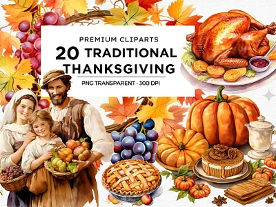 Traditional Thanksgiving Cliparts autumn art clip art clipart fall png pumpkin sulimation traditional