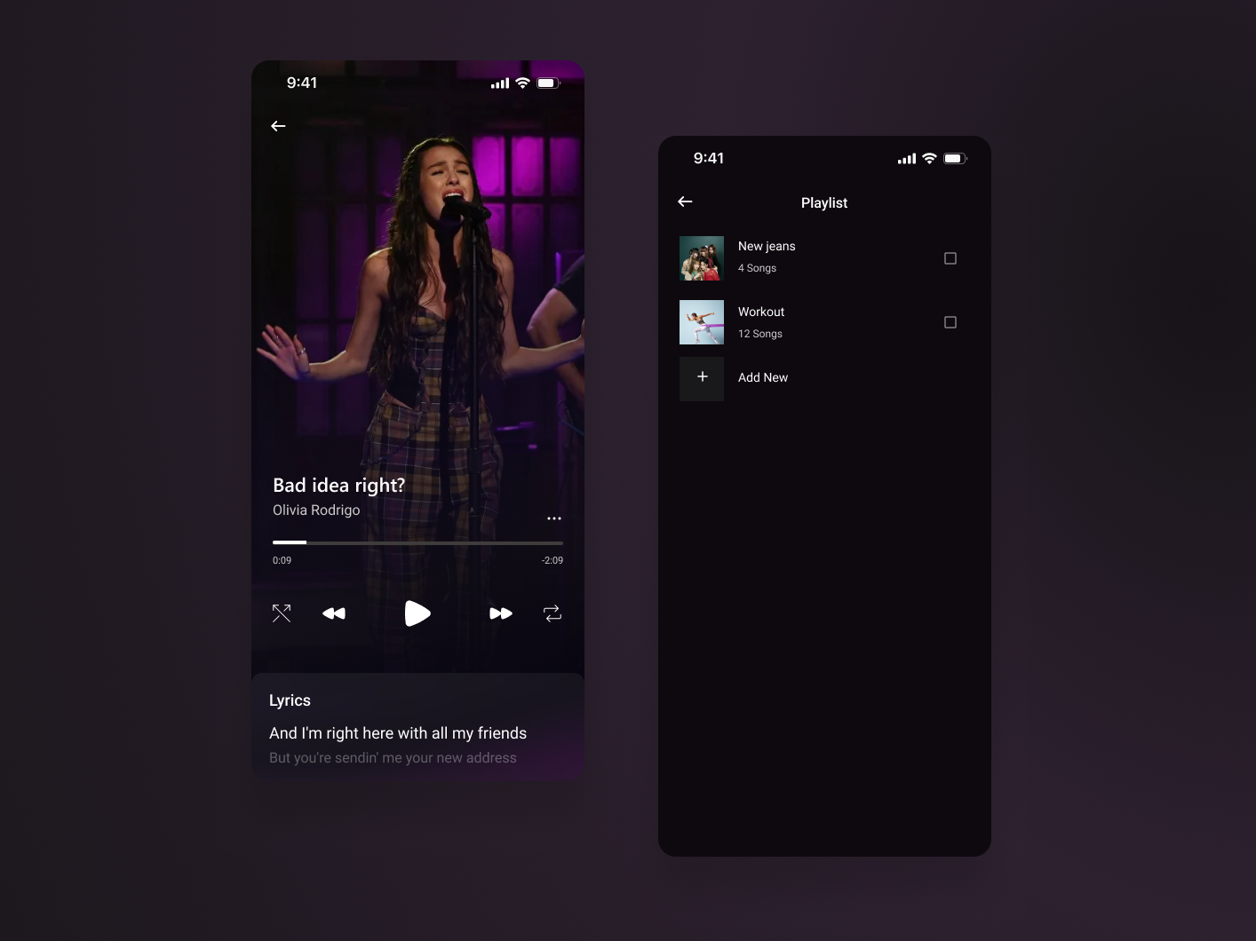 Music App dark ui mobile ui