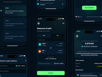 Crypto Exchange Platform bitcoin crypto crypto exchange crypto wallet dark dark mode exchange finance green platform swap ui usdt ux wallet