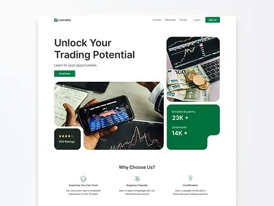 Edtech Landing page hero page landing page ui ux design