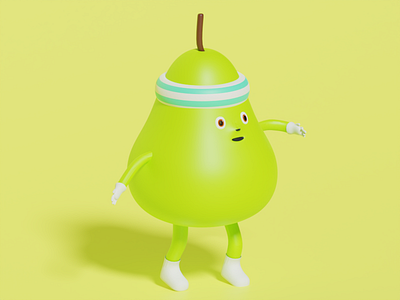 Pear 3D Design 3d 3dart 3ddesign blender character design pear sport sporty