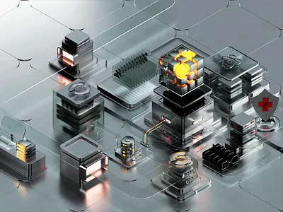 Digital Quantum Factory - 3D illustration 2d animation 3d animation branding design factory graphic design illustration logo motion graphics quantum technology ui web3