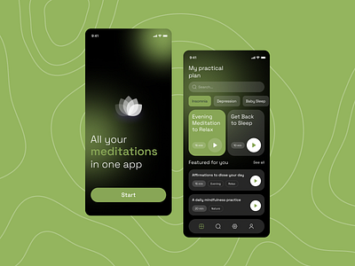 Meditation App : Calm Your Mind and Find Peace flutter app design meditation app meditation ui meditation ui ux mobile app design mobile ui ux sleep app sleep app tracker sleep ui ux app