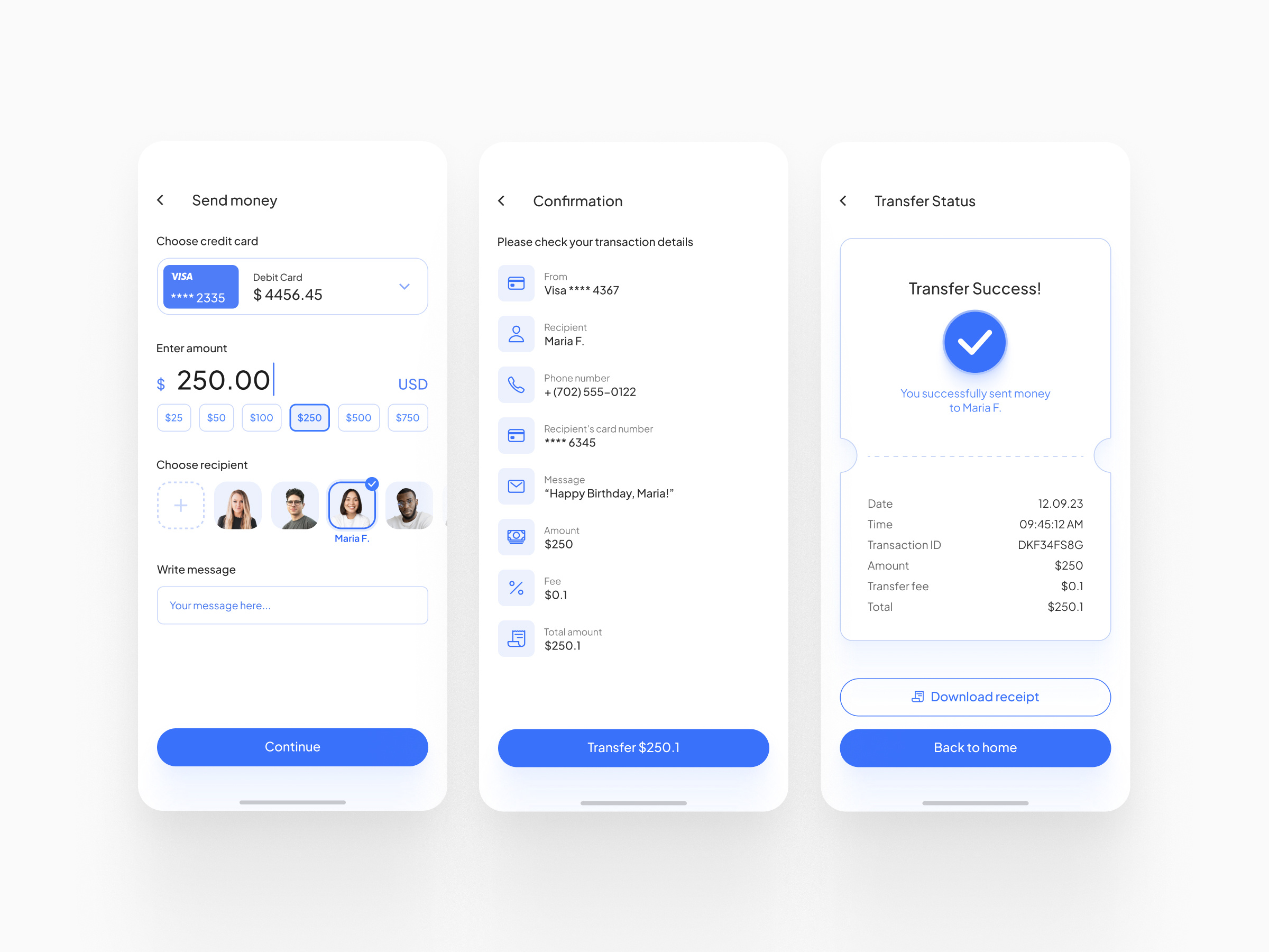 Daily UI #22 - Transaction confirmation screen by Veronica K on Dribbble