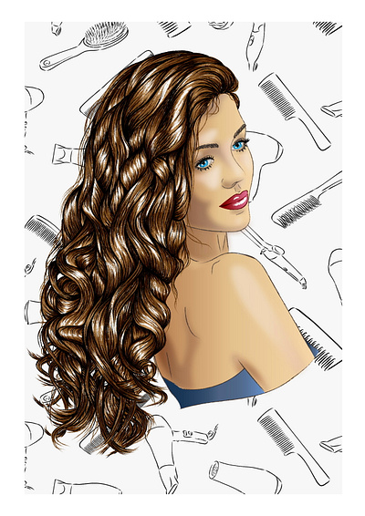 Illustration for Hair Salon adobe illustrator graphic design illustration portrait