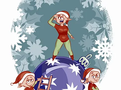 Christmas elves (illustration for greeting card and POD) adobe illustrator design greeting card illustration