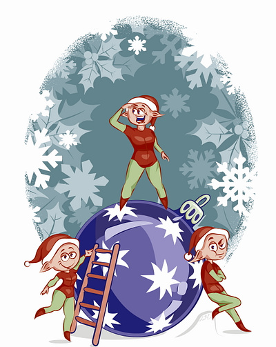 Christmas elves (illustration for greeting card and POD) adobe illustrator design greeting card illustration