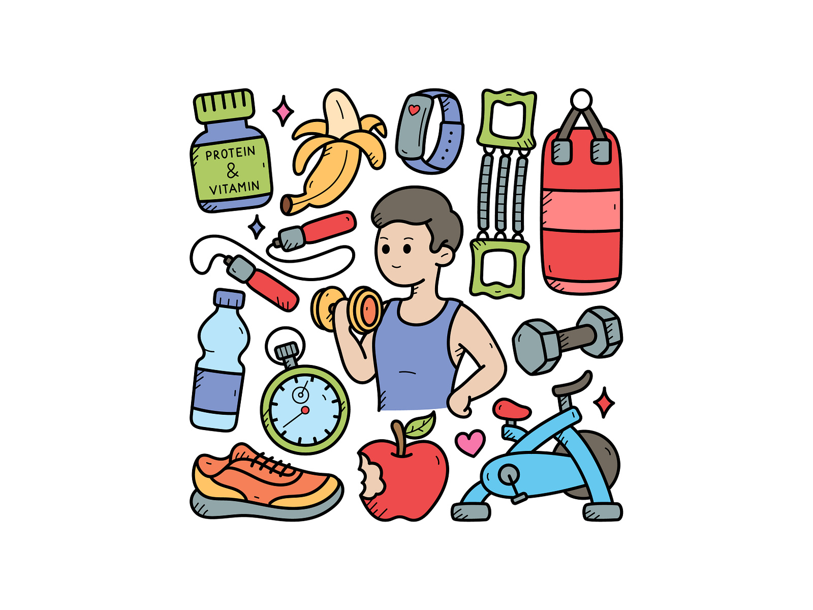 Gym Doodle Set by yellowline.std on Dribbble