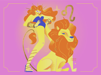 1/12 Leo 2d art astrology character character design concept dance disco flat girl horoscope illustration leo lion redhead sign vector woman zodiac
