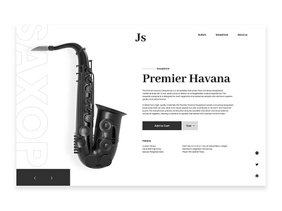 Saxophone concept website UI design 3d app branding design instrument minimal music saxophone ui ux website