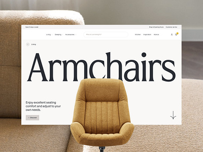 Armchairs 🟤 beige branding clean concept design desktop graphic design interface interior layout light typography ui web webdesign website white