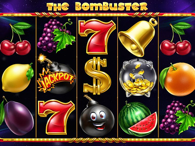 The Main UI design for online slot machine "The Bombuster" classic game classic slot gambling gambling design game art game design game reels gamling art graphic design reels slot design slot game art slot game design slot machine slot reels ui