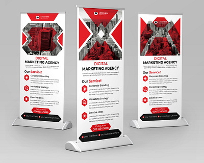 Digital Marketing Agency Roll Up Banner Design advertisement branding business business post corporate creative design graphic design marketing marketing design minimal modern professional retractable rollupbanner standeebanner stationery template vertical xbanner