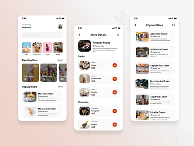 Ice Cream Mobile App UI Design | App design app design app development application development mobile app design mobile application ui ui design