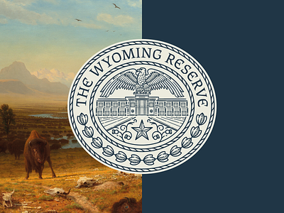 The Wyoming Reserve badge branding design engraving etching heraldry illustration logo peter voth design seal vector