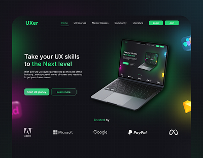 UXer - UX Courses Website hero section design hero section ui landing page design landing page ui ui ui design ux design web design web ui web ux website design website ui