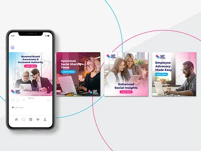 Paid Social Ads for Clearview Social, employee advocacy software ads design logo marketing software