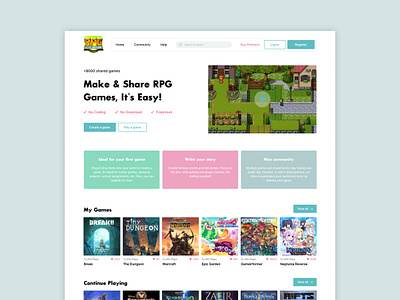 RPG games landing page design design digital game game game website gaming graphic design header hero illustration landing page minimal online game play play game rpg ui ui design ux web design website design