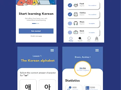 Korean Learning App graphic design ui