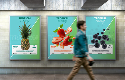 TROPICAL Party - Flyer adobe banner design flyer fruits graphic design graphic designer illustration mockup photoshop socialmedia typography vector