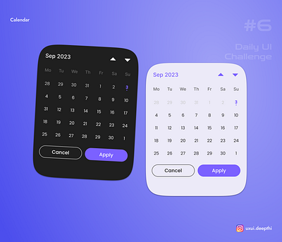 Calendar | Daily UI Challenge #06/90 minimal ui design ux design uxui designer