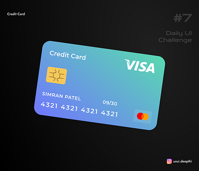 Credit Card | Daily UI Challenge #07/90 ui design ux design uxui designer