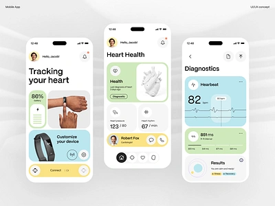 Health Monitoring App app design community diagnosis fitness tracker gadget health app health monitoring app health overview healthcare medical care medical stats medicine mobile app monitoring nutrition pulse tracking saas startup therapy ui ux