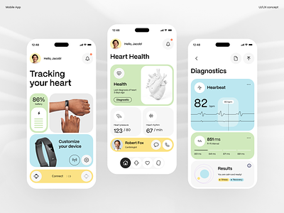 Health Monitoring App app design community diagnosis fitness tracker gadget health app health monitoring app health overview healthcare medical care medical stats medicine mobile app monitoring nutrition pulse tracking saas startup therapy ui ux