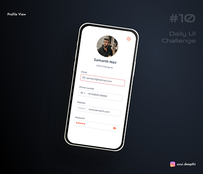 Profile view | Daily UI Challenge # 10/90 ui design ux design uxui designer