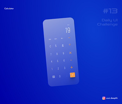 Calculator | Daily UI Challenge # 13/90 | Glassmorphism glassmorphism ui design ux design uxui designer
