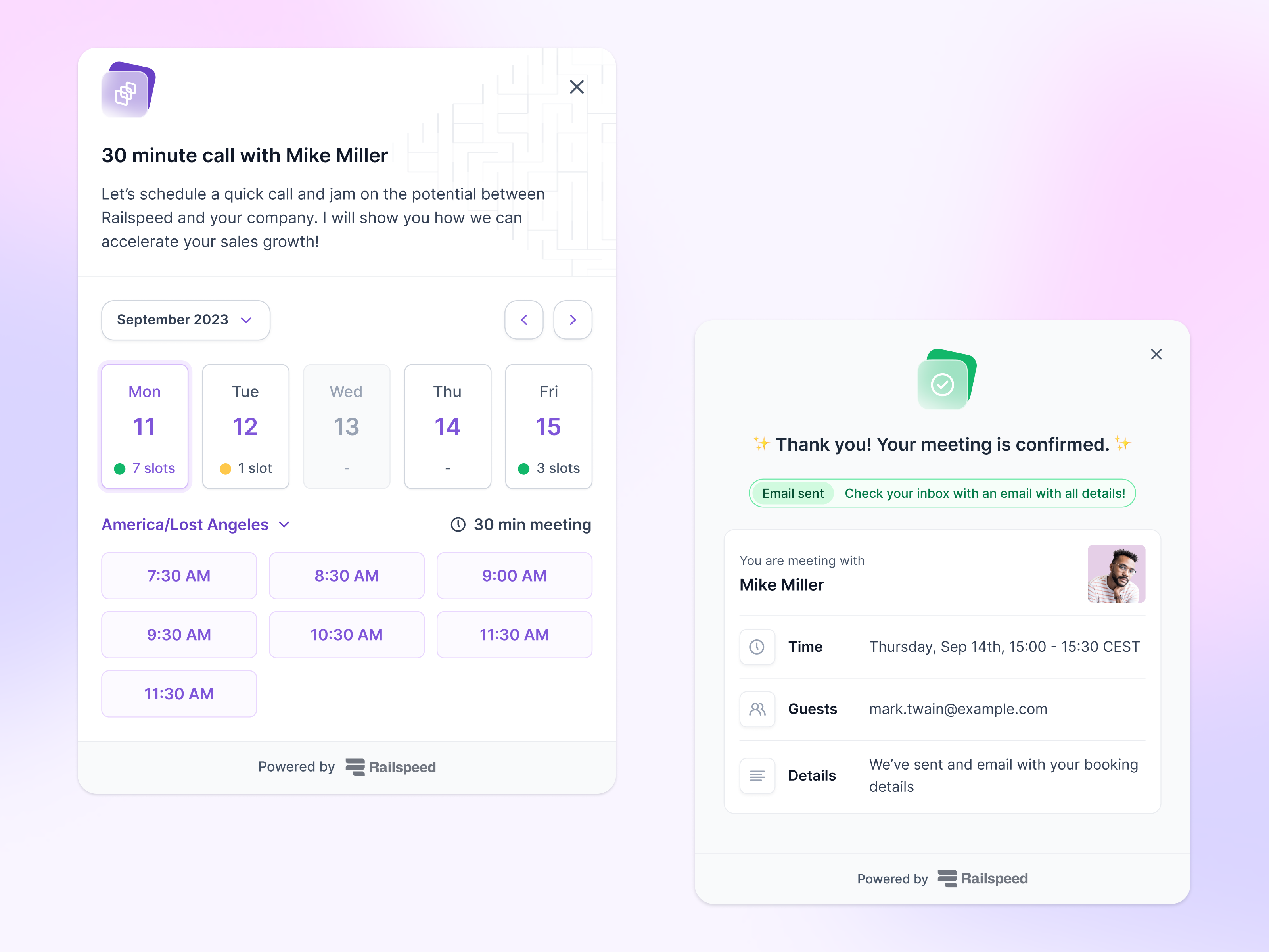 Scheduler (time picker) availability available cal cal.com calendar calendly chilipiper confirmation default google calendar outlook schedule scheduler scheduling select time slot summary time slot time zone widget