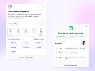Scheduler (time picker) availability available cal cal.com calendar calendly chilipiper confirmation default google calendar outlook schedule scheduler scheduling select time slot summary time slot time zone widget