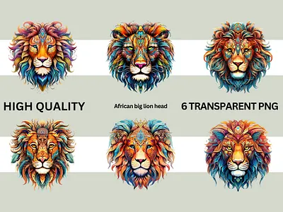African big lion head african big lion branding color full cute design editable graphic design head illustration logo minimal modern simple