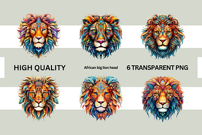 African big lion head african big lion branding color full cute design editable graphic design head illustration logo minimal modern simple