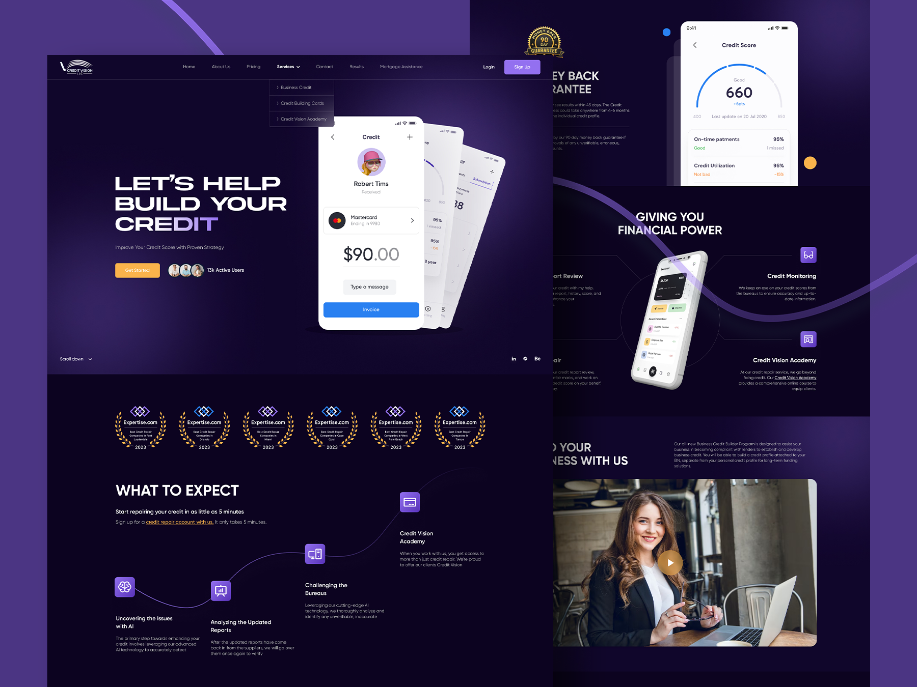 Credit Score Website Design clean landing page dark landing page dark website device landing page landing page mobile landing page ui design ui landing page ui ux landing page ui ux website website design