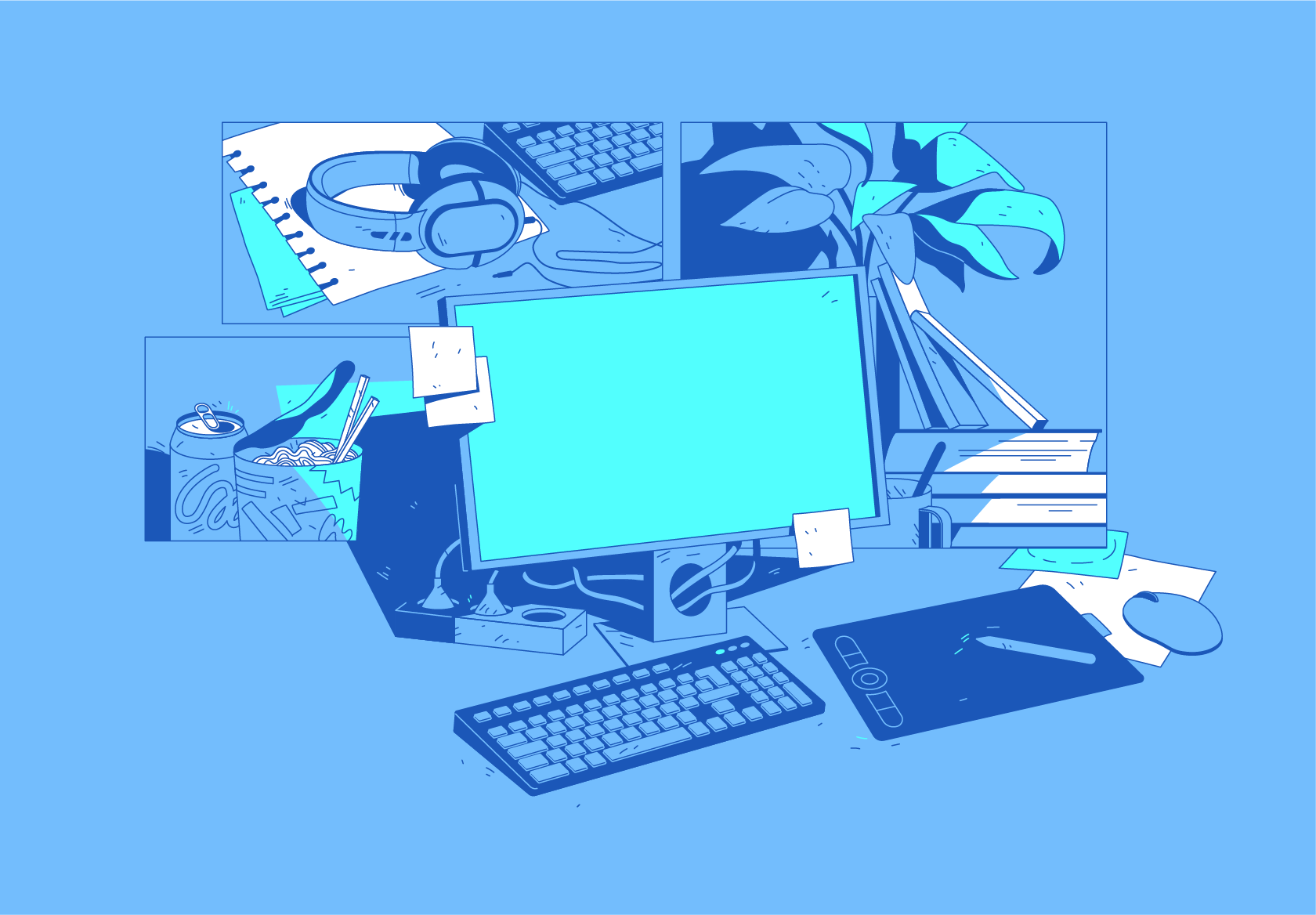 Home office design graphic design illustration still life vector