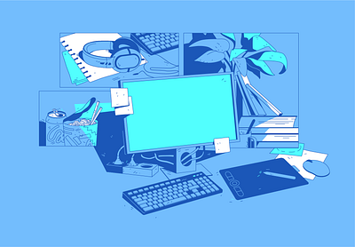 Home office design graphic design illustration still life vector