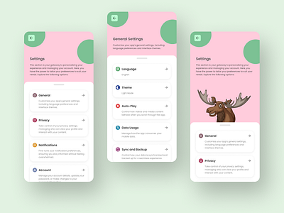 App Settings app appsettings color colorfull colors colour colours design easteregg kid kids kidsapp mobileapp moose settings ui uidesign uiux ux website